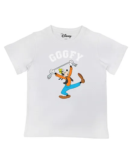 Disney By Crossroads Half Sleeves Goofy Printed Tee - White