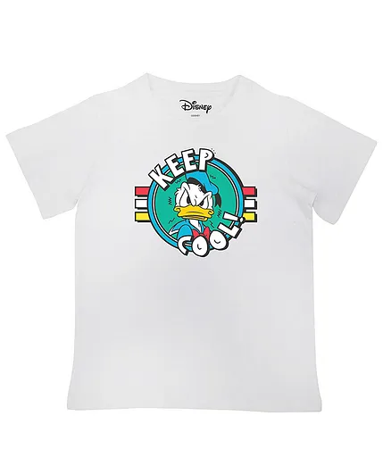 Disney By Crossroads Half Sleeves Donald Duck Printed Tee - White