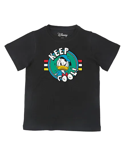 Disney By Crossroads Half Sleeves Donald Duck Printed Tee - Black