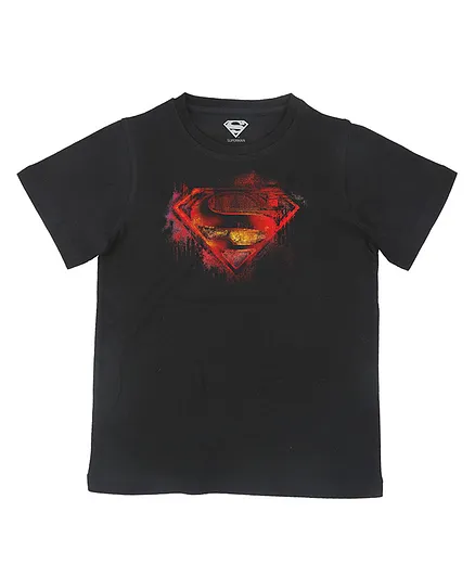 Superman By Crossroads Half Sleeves Superman Character Print T-shirt - Black