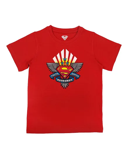 Superman By Crossroads Half Sleeves Superman Character Print T-shirt - Red