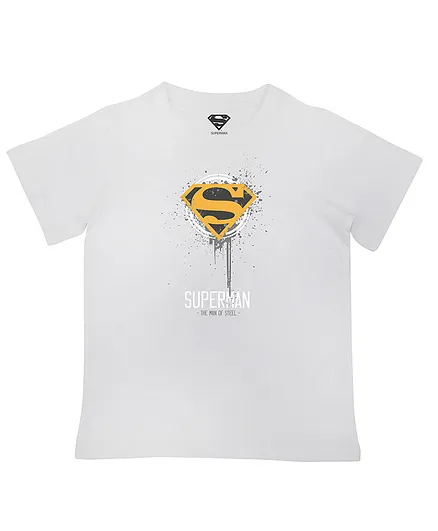 Superman By Crossroads Half Sleeves Superman Character Print T-shirt - White