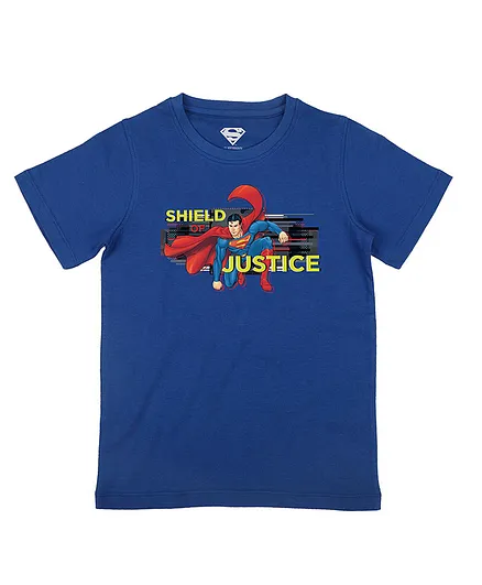 Superman By Crossroads Half Sleeves Superman Character Print T-shirt - Blue