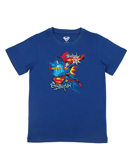 Superman By Crossroads Half Sleeves Superman Character Print T-shirt - Blue