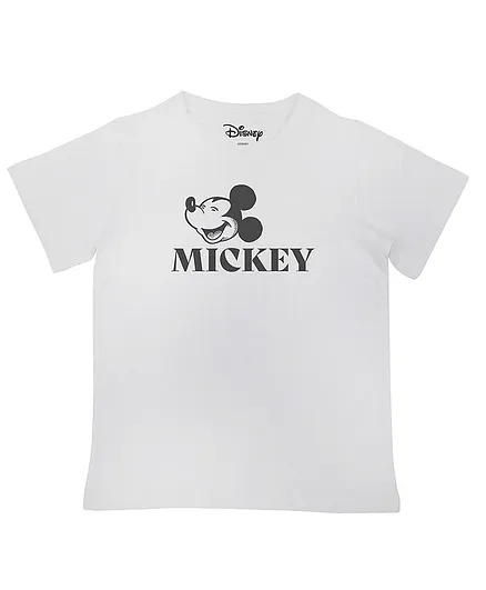 Disney By Crossroads Half Sleeves Mickey Mouse Print Tee - White