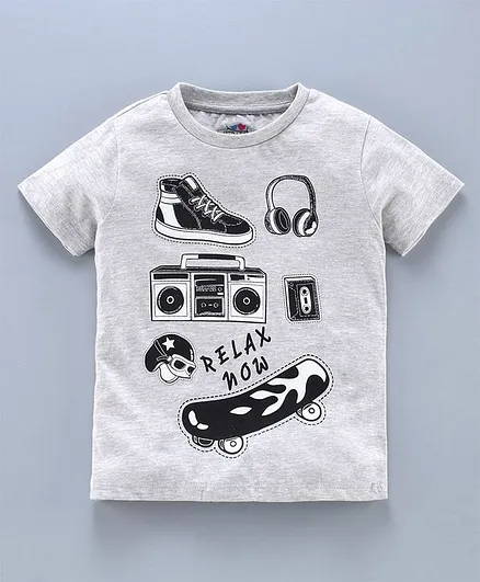 Ventra Half Sleeves Relax Now Print Tee - Grey