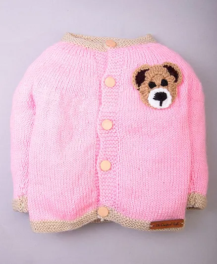 The Original Knit Full Sleeves Teddy Applique Sweater - Pink