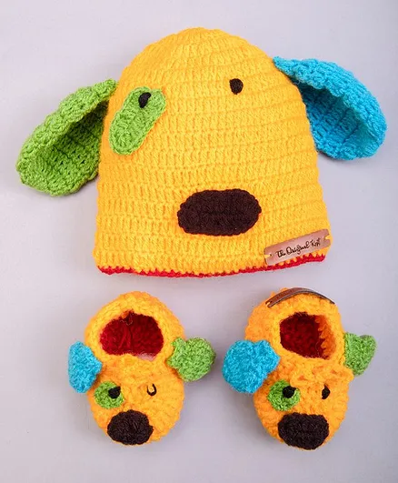 The Original Knit Dog Pattern Cap With Booties- Multi Colour