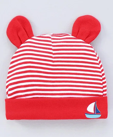 Babyhug 100% Cotton Cap Red - Diameter 10.5 cm