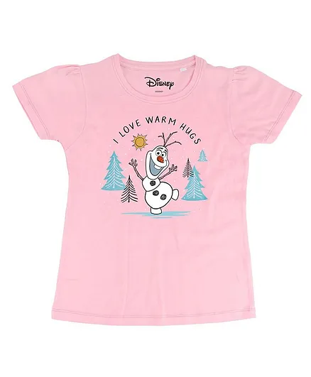 Disney By Crossroads Frozen Character I Love Warm Hugs Print Tee - Pink