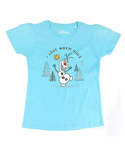 Disney By Crossroads Frozen Character I Love Warm Hugs Print Tee - Sky Blue