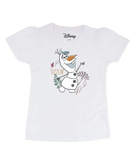 Disney By Crossroads Short Sleeves Frozen Character Print Tee - White