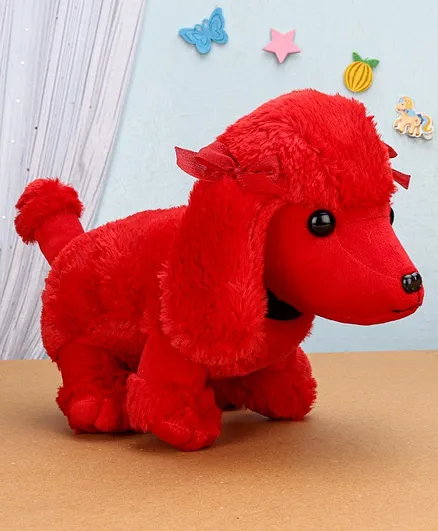 Poodle Dog Soft Toy Red - Height 23 cm