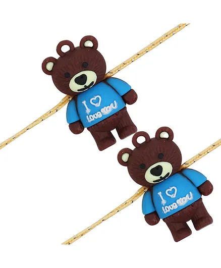 Arendelle Combo Of 2 Teddy Bear Design Rakhi - Brown & Blue
