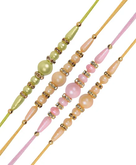 Arendelle Combo Of 4 Pastel Beads Rakhi - Multi Color