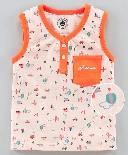 JusCubs Sleeveless Printed Tee - Beige