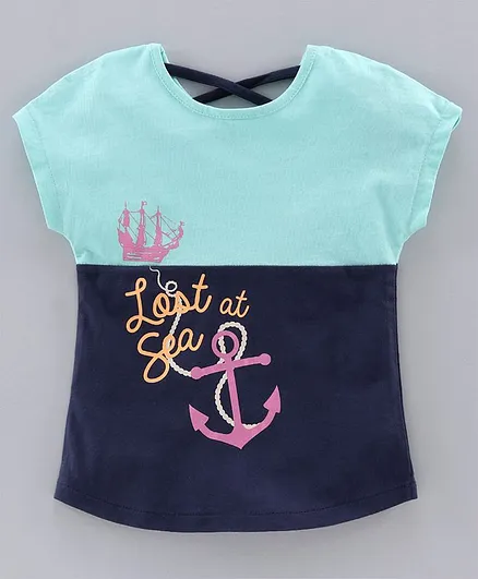 JusCubs Half Sleeves Lost At Sea Anchor Printed Tee - Blue