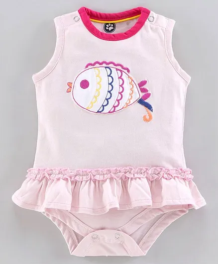 JusCubs Sleeveless Fish Patch Onesie - Pink