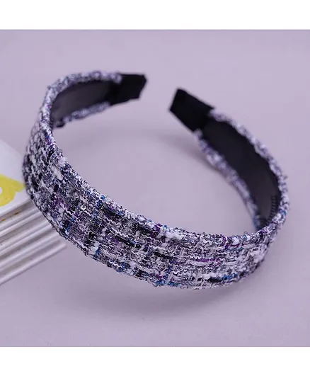 TMW Kids Wide Tweed Textured Sequin Embellished Fabric Broad Hair Band - Purple