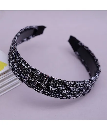 TMW Kids Wide Tweed Textured Sequin Embellished Fabric Broad Hair Band - Black