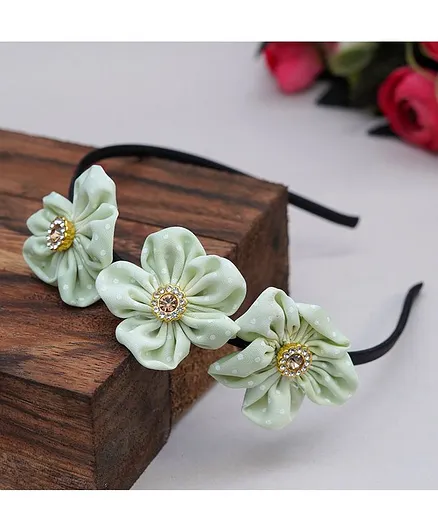 TMW Kids Handmade Flower Applique Hair Band - Green