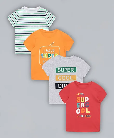 Plum Tree Pack Of 4 Half Sleeves Super Cool Print Tee - Multi