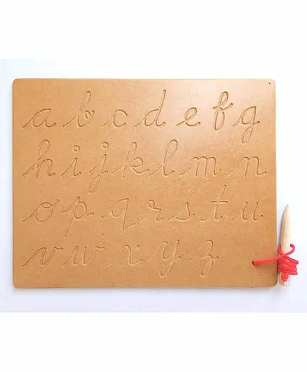 New Pinch Wooden Small Alphabet Tracing Board - Brown