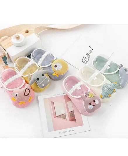 Kidofash Bird Applique Pair Of 6 Booties - Multi Color
