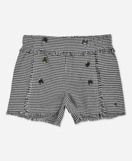 Cherry Crumble By Nitt Hyman Checkered Frill Shorts - Black & White