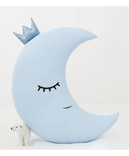 StyBuzz Crescent Moon Plush Velvet Cushion - Blue