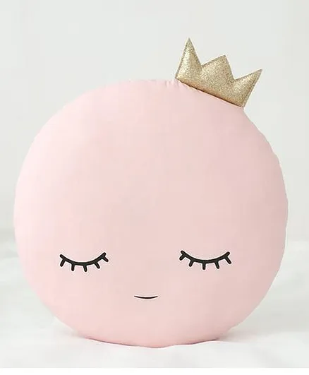 StyBuzz Full Moon Shaped Plush Velvet Cushion - Pink