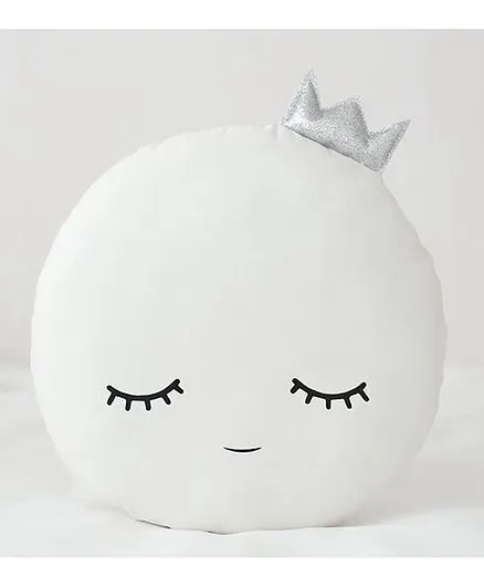 StyBuzz Full Moon Shaped Plush Velvet Cushion - White