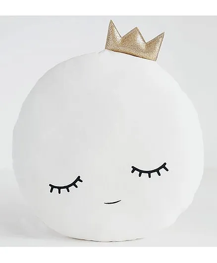 StyBuzz Full Moon Shaped Plush Velvet Cushion - White