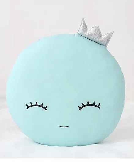 StyBuzz Full Moon Shaped Plush Velvet Cushion - Blue
