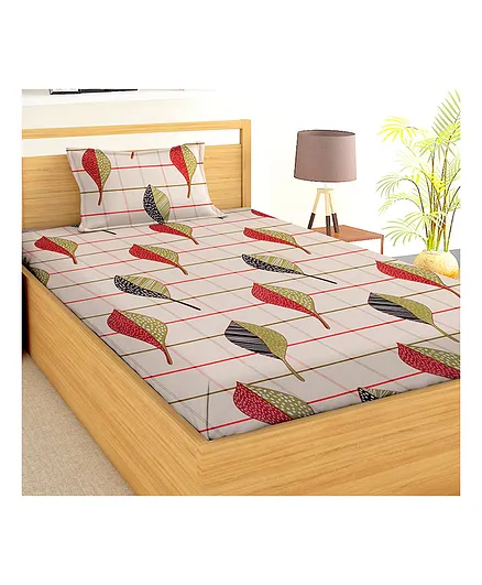 BSB Home Glace Cotton Single Bedsheet with 2 Pillow Cover - Cream