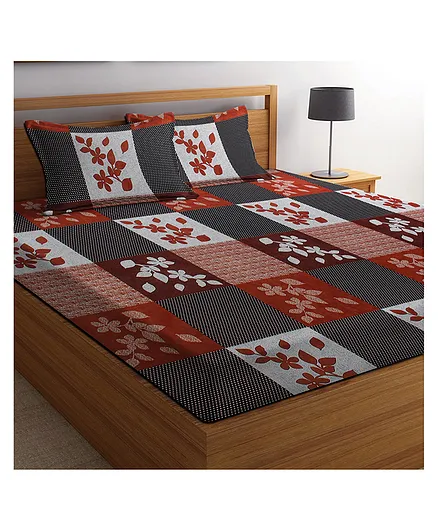 BSB Home 3D Printed Microfiber Double Bedsheet with 2 Pillow Covers - Multicolour