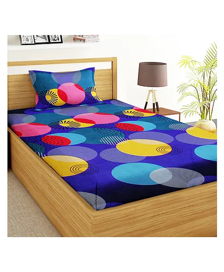BSB Home 3D Printed Microfiber Single Bedsheet with 1 Pillow Cover - Multicolour