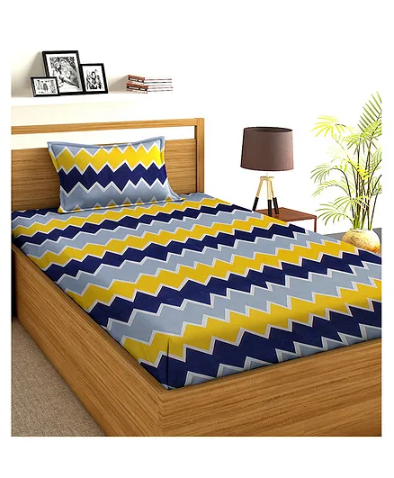 BSB Home 3D Printed Microfiber Single Bedsheet with 1 Pillow Cover - Multicolour