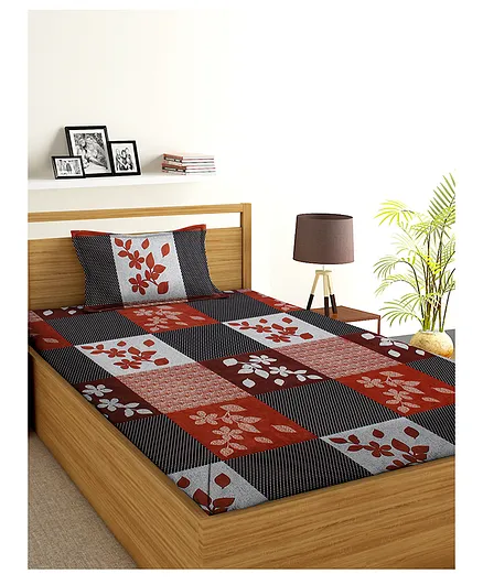 BSB Home 3D Printed Microfiber Single Bedsheet with 1 Pillow Cover - Multicolour