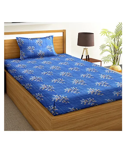 BSB Home 3D Printed Microfiber Single Bedsheet with 1 Pillow Cover - Multicolour