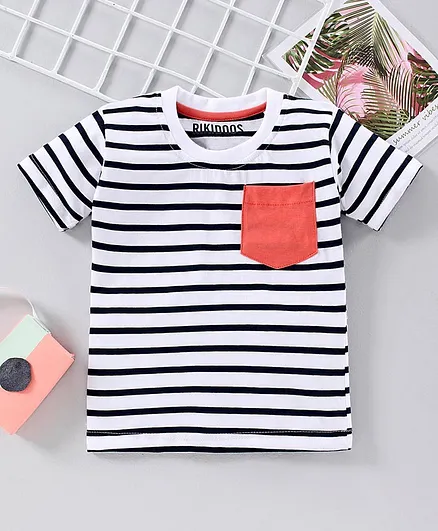 Rikidoos Half Sleeves Striped Tee - Black