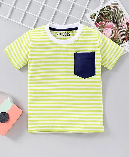 Rikidoos Half Sleeves Striped Tee - Green
