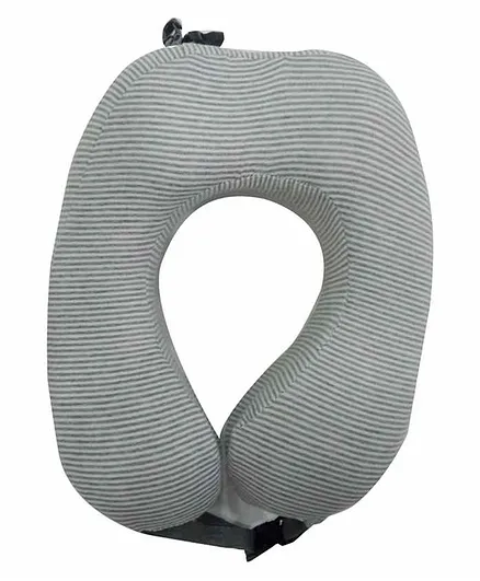 Whizrobo Fashion Pinstripe Travel Memory Cotton U-Shaped Pillow - Grey