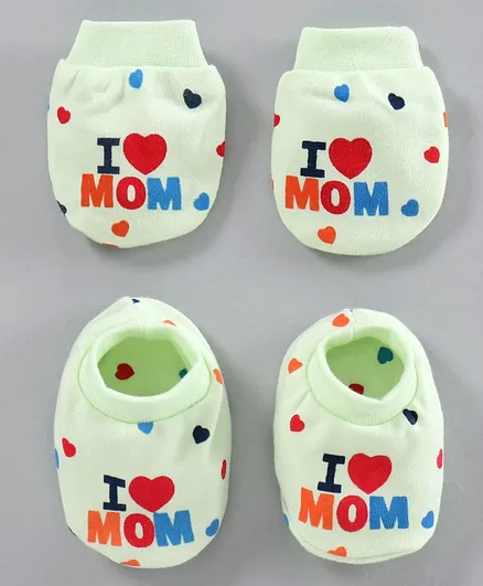 Simply Printed Mittens & Booties - Green