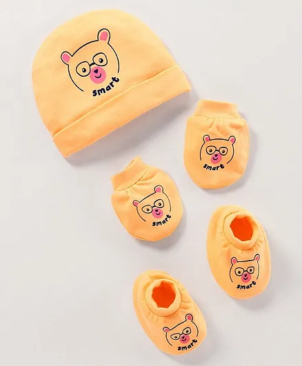 Simply Cap, Mitten & Booties Set - Orange