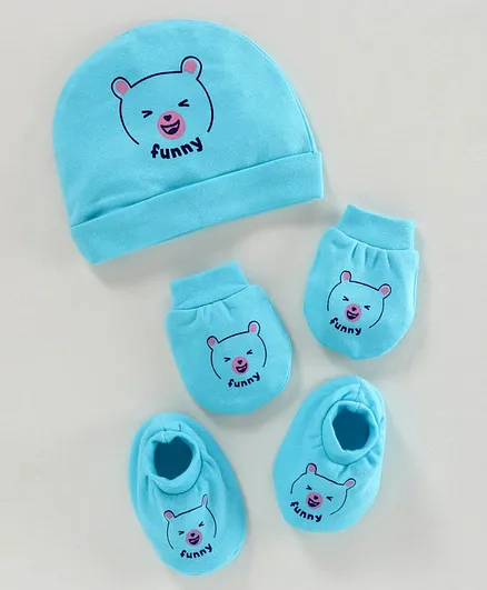 Simply Cap, Mitten & Booties Set - Blue