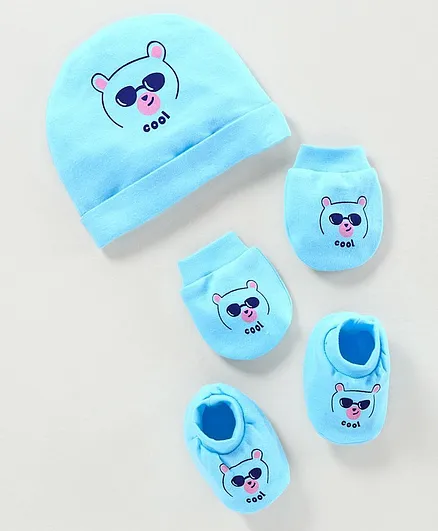 Simply Cap, Mitten & Booties Set - Blue