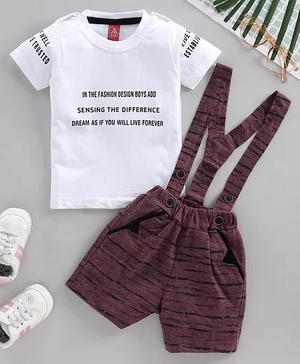 Jb Club Short Sleeves Text Print Tee With Shorts - Purple