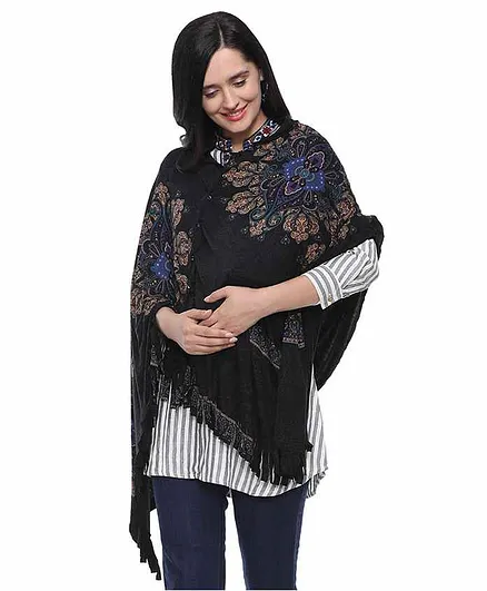 Lulamom Printed Cotton Nursing Shawl - Black