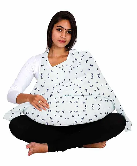 Colorfly Nursing Cover & Breastfeeding Pillow Triangles Print - White Blue